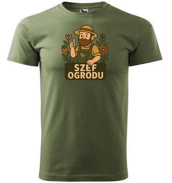 SZEF OGRODU Koszulka męska prezent dla OGRODNIKA ROLNIKA rośliny XL