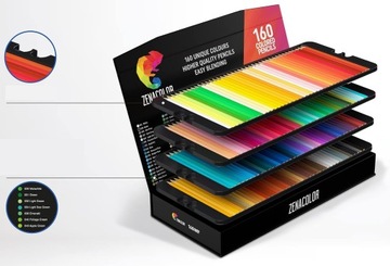 ПРОФЕССИОНАЛЬНЫЕ ЦЕНЦИЛИ ZENACOLOR ДЛЯ ХУДОЖНИКОВ 160 ЦВЕТОВ В КОРОБКЕ