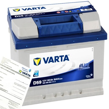 АККУМУЛЯТОР VARTA BLUE DYNAMIC 60Ач 540А D59
