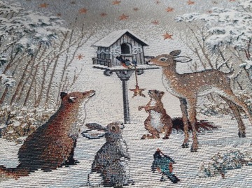 Bieżnik 47x140 cm ze zwierzętami leśnymi SZARY na zimę święta RÓŻNE WZORY