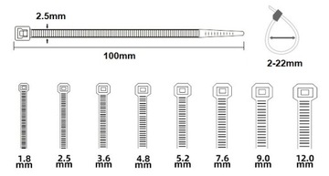 OPASKI ZACISKOWE TRYTYTKI BIAŁE 100x2.5mm 100 szt