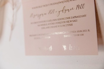 Zaproszenie ślubne na ślub wesele 2w1 Pastel Lak - Brudny Róż