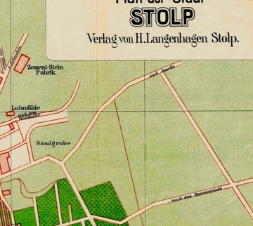 Старый план СУПСК Plan der Stadt Stolp 1910 г. 40х40см