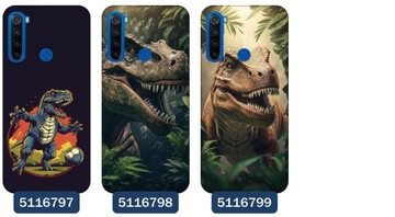 Etui do Xiaomi Redmi Note 8T Wzory Dinozaury Tyranozaur Rex Brontozaur