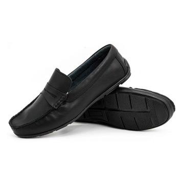 Buty męskie mokasyny skórzane 894MA czarne 44