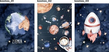Zestaw 3 plakaty układ słoneczny kosmos 50x70
