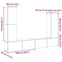 Vidaxl 4-częściowy набір szafek tv szary sonoma drewno kompozytowe Доставка, фото thumb