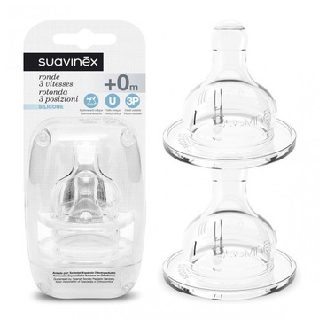 Соски Suavinex круглые трехпоточные для бутылочек с широким горлышком 0+