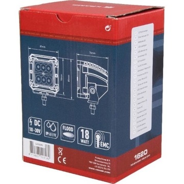 Halogen Lampa robocza LED kwadrat 18W 1620lm 10/30