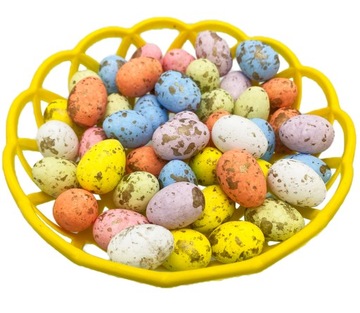 Яйца из пенопласта, разноцветные, позолоченные, 2,5 см, 46 шт.