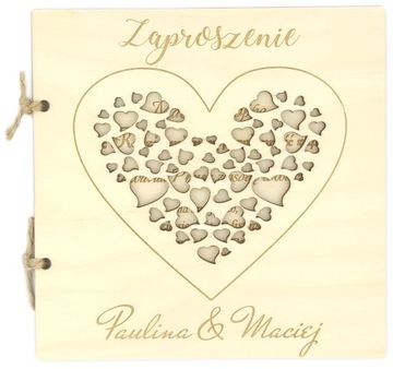 Zaproszenie na ŚLUB ŚLUBNE Drewniane SKLEJKA
