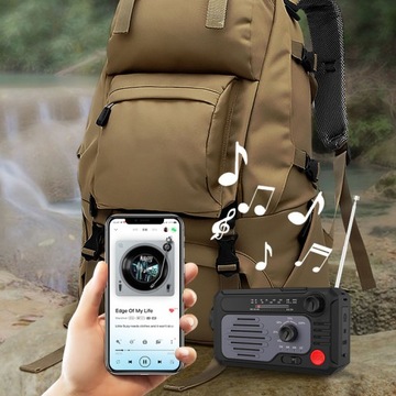 Солнечная аварийная радиостанция AM FM SOS Bluetooth 5.0 2000 мАч фонарик