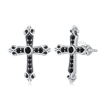 Серебряные серьги ТОНКИЙ КРЕСТ ВИНТАЖ S925