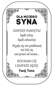 Nieśmiertelnik Złoty Grawer Prezent dla Syna od Taty Naszyjnik Męski