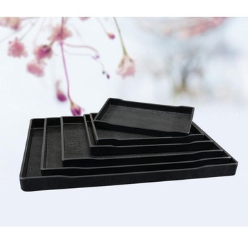 Serving Tray Large Plastic Rectangle Food Tray Butler H 35.1×25.5cm Black