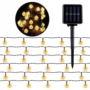 GIRLANDA SOLARNA OGRODOWA KULKI 20 LED CZUJNIK ZMIERZCHU LAMPKI OGRODOWE 5m