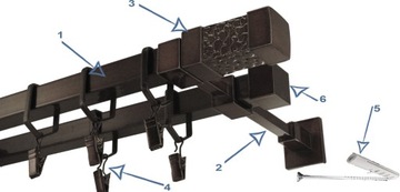 Karnisz kwadro metalowy podwójny 350 cm