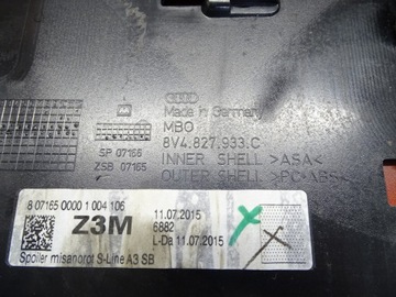 фото thumb №9, Спойлер спойлер кришки багажника audi a3 8v 5d sb s-line 8v4827933c