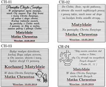 SREBRNY OBRAZEK PAMIĄTKA CHRZTU ŚW. CHRZEST GRAWER