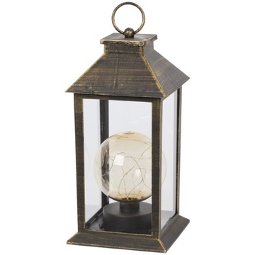 LAMPION LED LATARENKA Z ŻARÓWKĄ LATARENKA LED 14 x 29 cm CZARNO ZŁOTA O