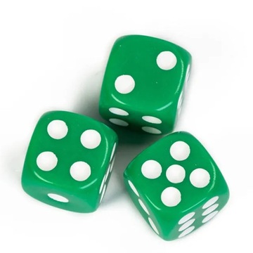 ZESTAW 2 KOSTEK K6 RPG ZIELONA KOŚĆ SZEŚCIOŚCIENNA 1,1 CM