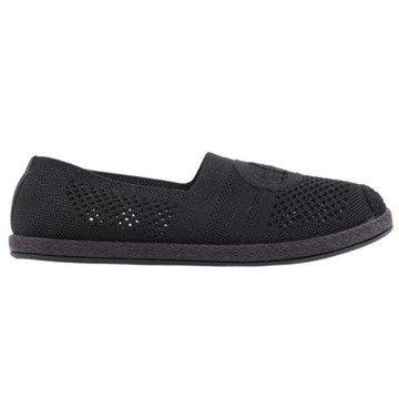 CZARNE ESPADRYLE DAMSKIE AŻUROWE PÓŁBUTY WSUWANE PŁASKIE TRAMPKI TENISÓWKI