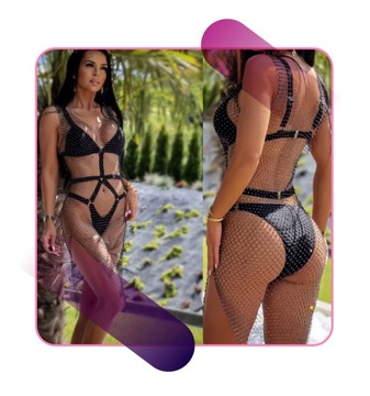 SUKIENKA NARZUTKA HALKA MINI SEXY CYRKONIE DEKOLT