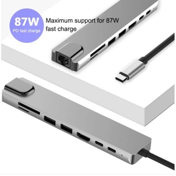 АДАПТЕР-концентратор-разветвитель USB-C TYPE-C НА 4x USB 8в1 ПЕРЕДАЧА