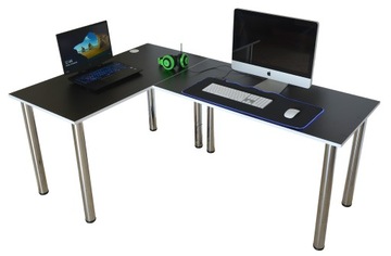 Угловой игровой стол с черно-белым краем