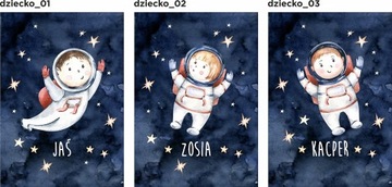 Zestaw 3 plakaty układ słoneczny kosmos 50x70