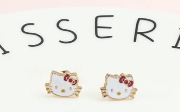 Золотые серьги-гвоздики Hello Kitty Kitty