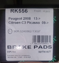 фото thumb №3, Гальмівні колодки гальмівні передні citroen c3 ds3