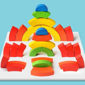 Rainbow Building Stacker Blocks Match style 1