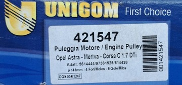 фото thumb №3, Unigom 421547 колесо ременное, wał коленчатый