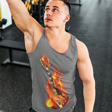 TANK TOP HORROR/ROCK BURNING ON FIRE ROCK GUITAR