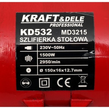 SZLIFIERKA STOŁOWA KAMIENIOWA 1500W 2950OBR/M DWA KAMIENIE KAMIENIÓWKA
