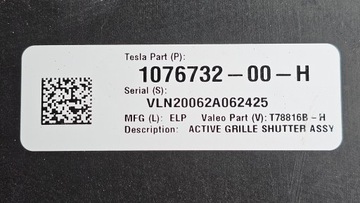 фото thumb №9, Руль воздуха жалюзи ролета tesla 3 1076733-00-e 1076732-00-h