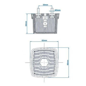 LAMPA POZYCYJNA żółta z odblaskiem 66x62mm