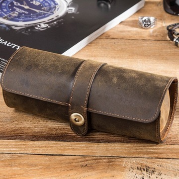 Кожаный чехол для часов с 3 слотами для часов Roll Box Watch