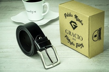 ЧЕРНЫЙ КОЖАНЫЙ РЕМЕНЬ GRACIO ДЛЯ БРЮК 130см МУЖСКОЙ