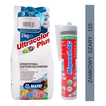 MAPEI Ultracolor Plus набор затирок 2кг + силикон - 125 серый замок