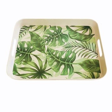 БОЛЬШОЙ ДЕКОРАТИВНЫЙ ПОДНОС БАМБУК 41x31см MONSTERA