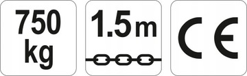 ЛЕБЕДКА ЯТО ЦЕПНАЯ ЛЕБЕДКА 7500 кг 1,5 м