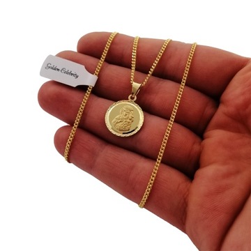 ZŁOTY ŁAŃCUSZEK + MEDALIK MATKA BOSKA PR. 925/585 + GRAWER KOMUNIA CHRZEST