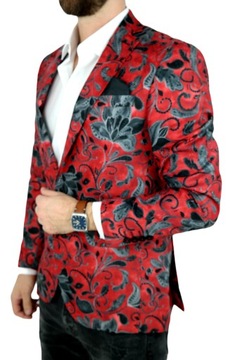 Мужская куртка GIOVANNI PERA D621 Эксклюзив, красный, цветы 46 XS