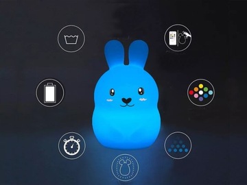 Ночной светильник SOFT RABBIT для детей, красочный СИЛИКОНОВЫЙ RGB светодиодный пульт дистанционного управления