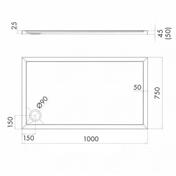 душевой поддон 75 x 100 x 4,5 CORRINA