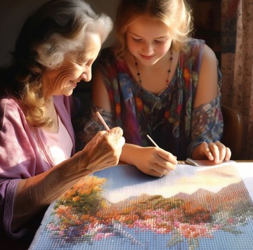 DIAMOND PAINTING 5D z RAMĄ Haft Diamentowy Duży Wiedźmin Mozaika 40x50 cm
