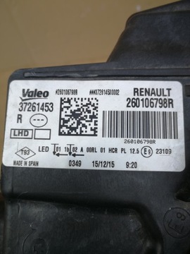 фото thumb №11, Renault megane iv рестайлінг 20- лампа фара правий перед повний led 260106798r