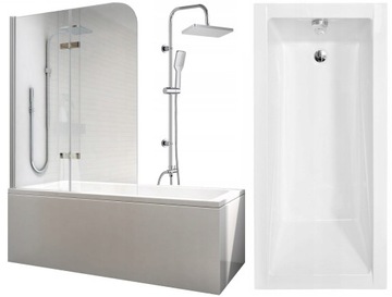 WANNA MODERN 120x70 + OBUDOWA + PARAWAN 2 SKRZYDŁOWY 100x140 + DESZCZOWNICA